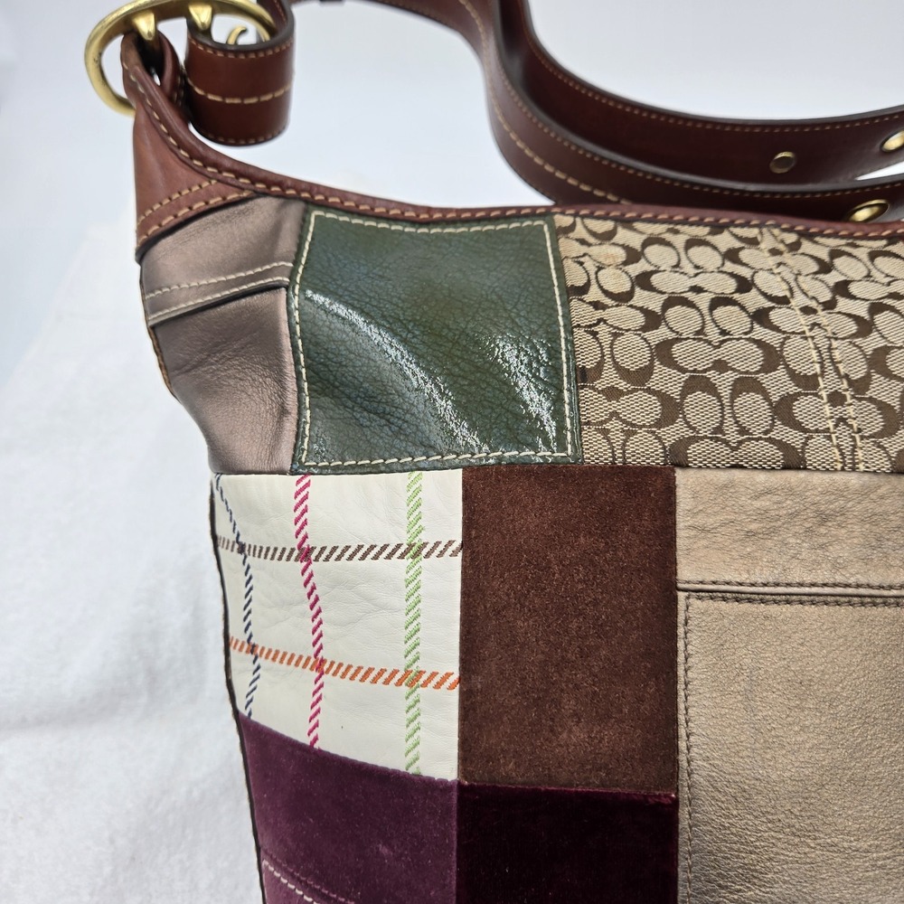 Vtg Coach Bleecker Legacy Holiday Patchwork Duffle Crossbody Shoulder Bag Purse - Picture 16 of 16